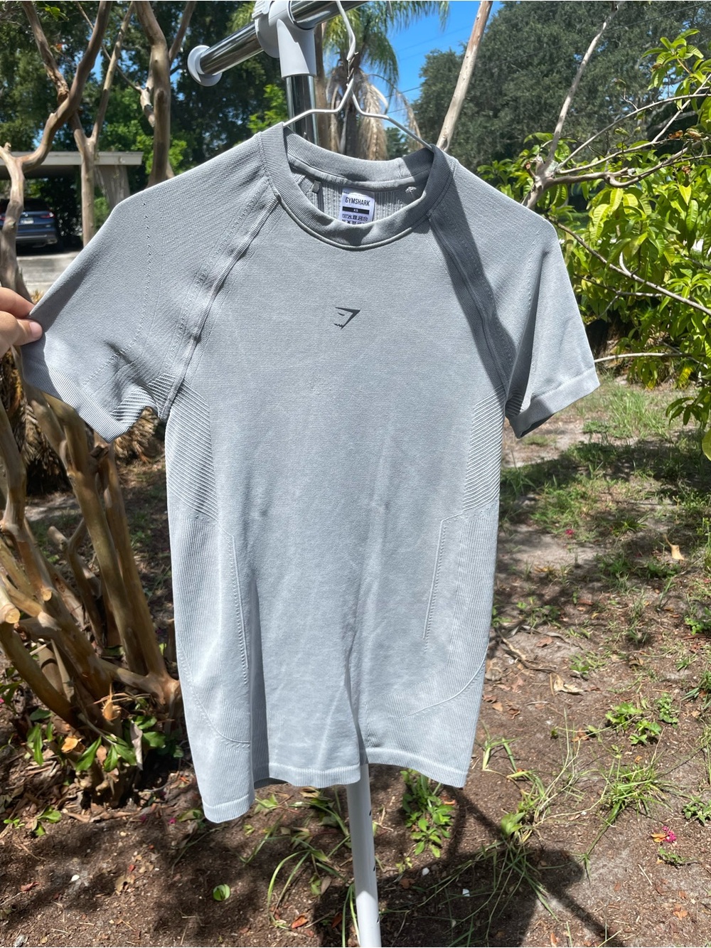 Gymshark Men's Light Gray Seamless Short Sleeve Training Tee